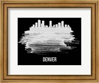 Framed Denver Skyline Brush Stroke White