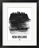 Framed New Orleans Skyline Brush Stroke Black