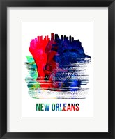 Framed New Orleans Skyline Brush Stroke Watercolor