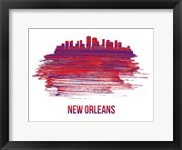 Framed New Orleans Skyline Brush Stroke Red