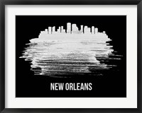 Framed New Orleans Skyline Brush Stroke White