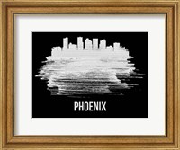 Framed Phoenix Skyline Brush Stroke White