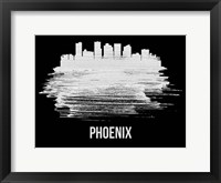 Framed Phoenix Skyline Brush Stroke White