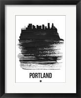 Framed Portland Skyline Brush Stroke Black