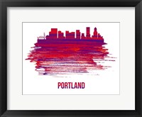 Framed Portland Skyline Brush Stroke Red