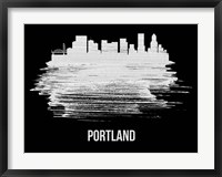Framed Portland Skyline Brush Stroke White