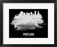 Framed Portland Skyline Brush Stroke White