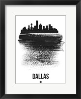 Framed Dallas Skyline Brush Stroke Black