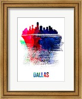 Framed Dallas Skyline Brush Stroke Watercolor