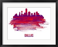 Framed Dallas Skyline Brush Stroke Red
