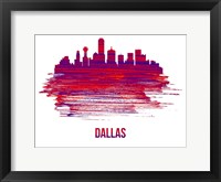 Framed Dallas Skyline Brush Stroke Red