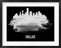Framed Dallas Skyline Brush Stroke White