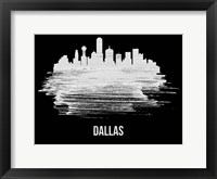 Framed Dallas Skyline Brush Stroke White