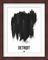 Framed Detroit Skyline Brush Stroke Black