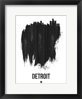Framed Detroit Skyline Brush Stroke Black
