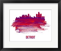 Framed Detroit Skyline Brush Stroke Red