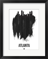 Framed Atlanta Skyline Brush Stroke Black