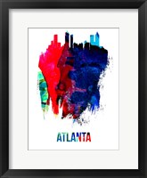 Framed Atlanta Skyline Brush Stroke Watercolor