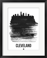Framed Cleveland Skyline Brush Stroke Black