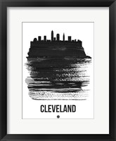Framed Cleveland Skyline Brush Stroke Black