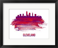 Framed Cleveland Skyline Brush Stroke Red