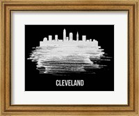 Framed Cleveland Skyline Brush Stroke White