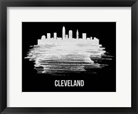 Framed Cleveland Skyline Brush Stroke White