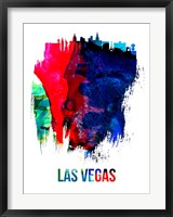 Framed Las Vegas Skyline Brush Stroke Watercolor