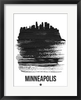 Framed Minneapolis Skyline Brush Stroke Black