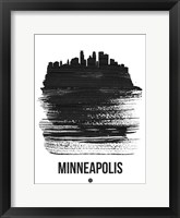 Framed Minneapolis Skyline Brush Stroke Black