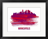 Framed Minneapolis Skyline Brush Stroke Red