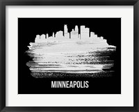 Framed Minneapolis Skyline Brush Stroke White