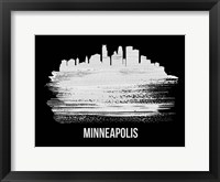 Framed Minneapolis Skyline Brush Stroke White