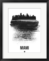 Framed Miami Skyline Brush Stroke Black
