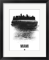 Framed Miami Skyline Brush Stroke Black