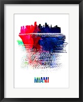 Framed Miami Skyline Brush Stroke Watercolor