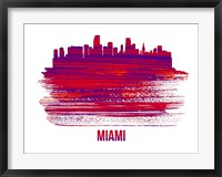 Framed Miami Skyline Brush Stroke Red