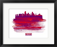 Framed Miami Skyline Brush Stroke Red