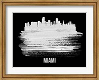 Framed Miami Skyline Brush Stroke White