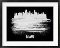 Framed Miami Skyline Brush Stroke White