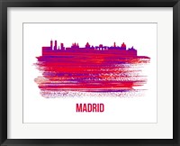 Framed Madrid Skyline Brush Stroke Red