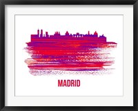 Framed Madrid Skyline Brush Stroke Red