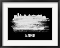 Framed Madrid Skyline Brush Stroke White