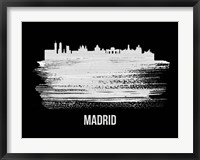 Framed Madrid Skyline Brush Stroke White
