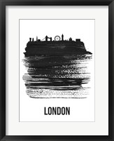 Framed London Skyline Brush Stroke Black