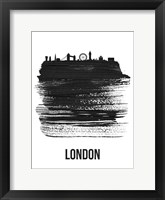 Framed London Skyline Brush Stroke Black