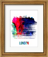 Framed London Skyline Brush Stroke Watercolor