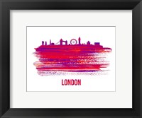 Framed London Skyline Brush Stroke Red