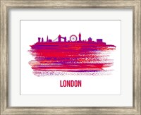 Framed London Skyline Brush Stroke Red