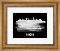 Framed London Skyline Brush Stroke White